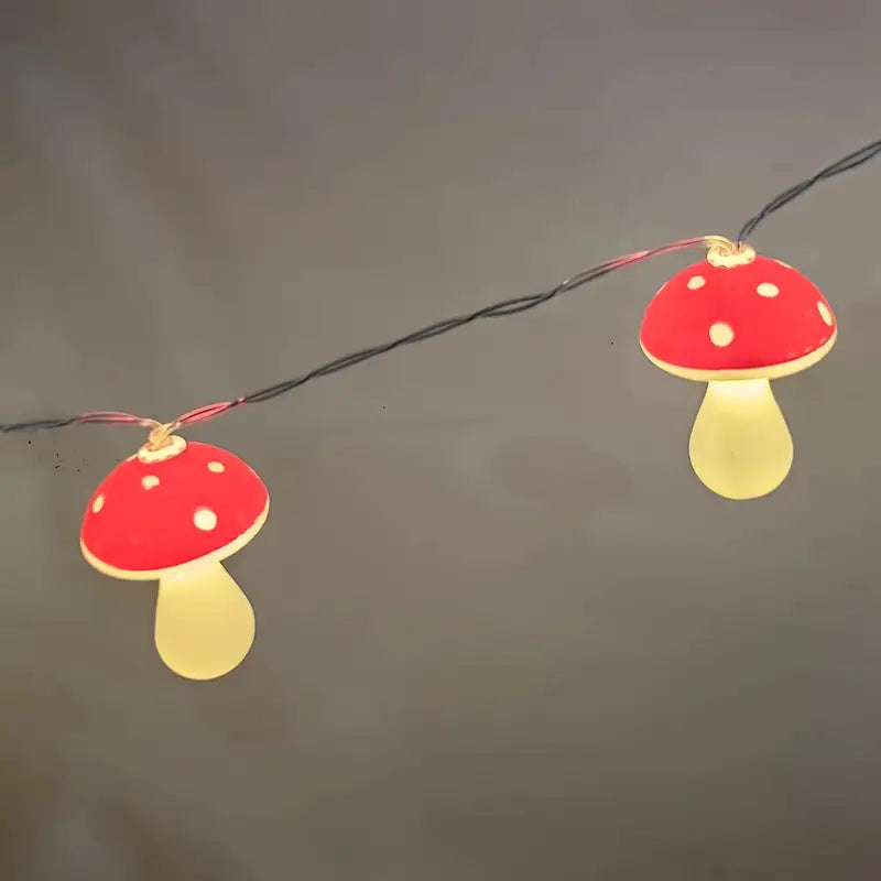 Halloween Svamp Ljuskedja – Röda LED-lampor för Deko & Fester