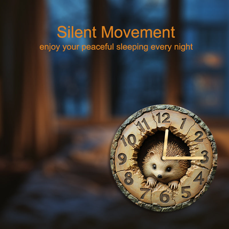 HedgeTime - Stille Dekorativ Igel Väggklocka (20 cm)