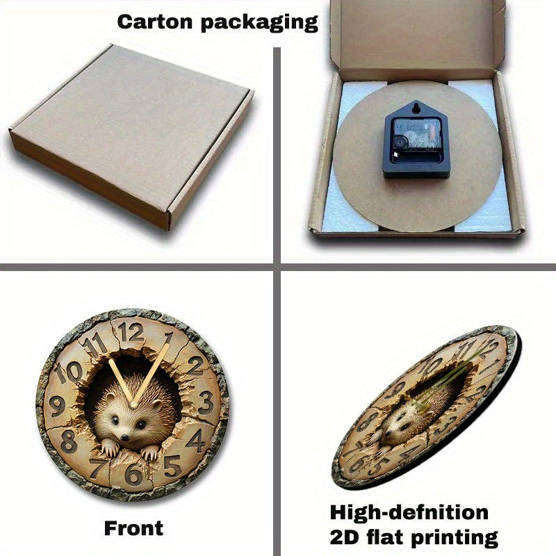 HedgeTime - Stille Dekorativ Igel Väggklocka (20 cm)
