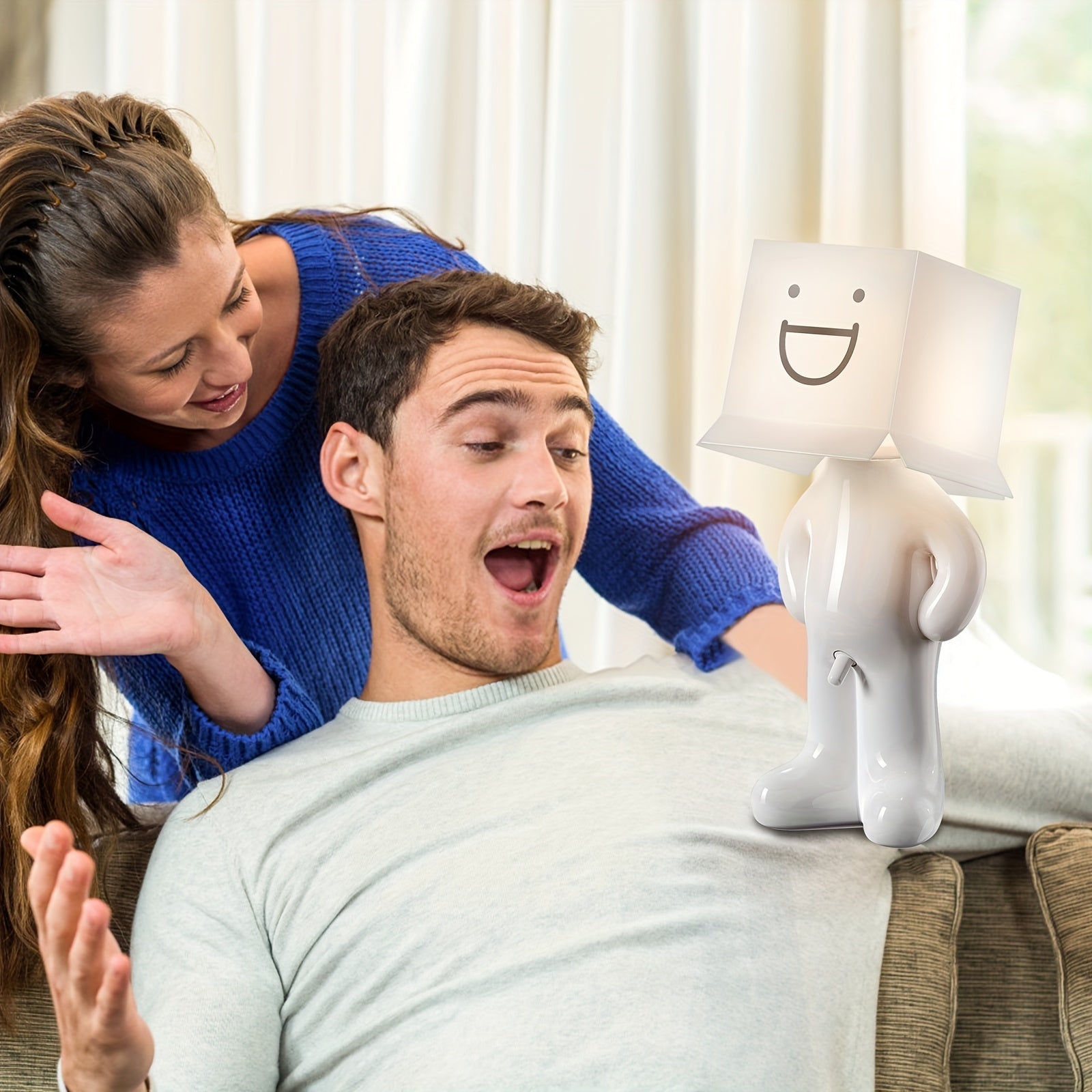 CartoonGlow - USB-driven tecknad bordslampa med LED-ljus och tryckknappskontroll