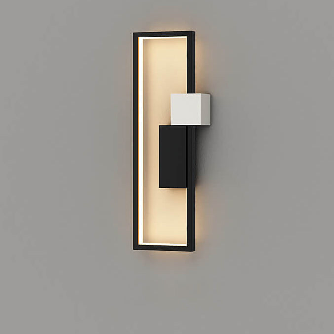 Minimalistisk fyrkantig LED-vägglampa med ram av järn och silikon