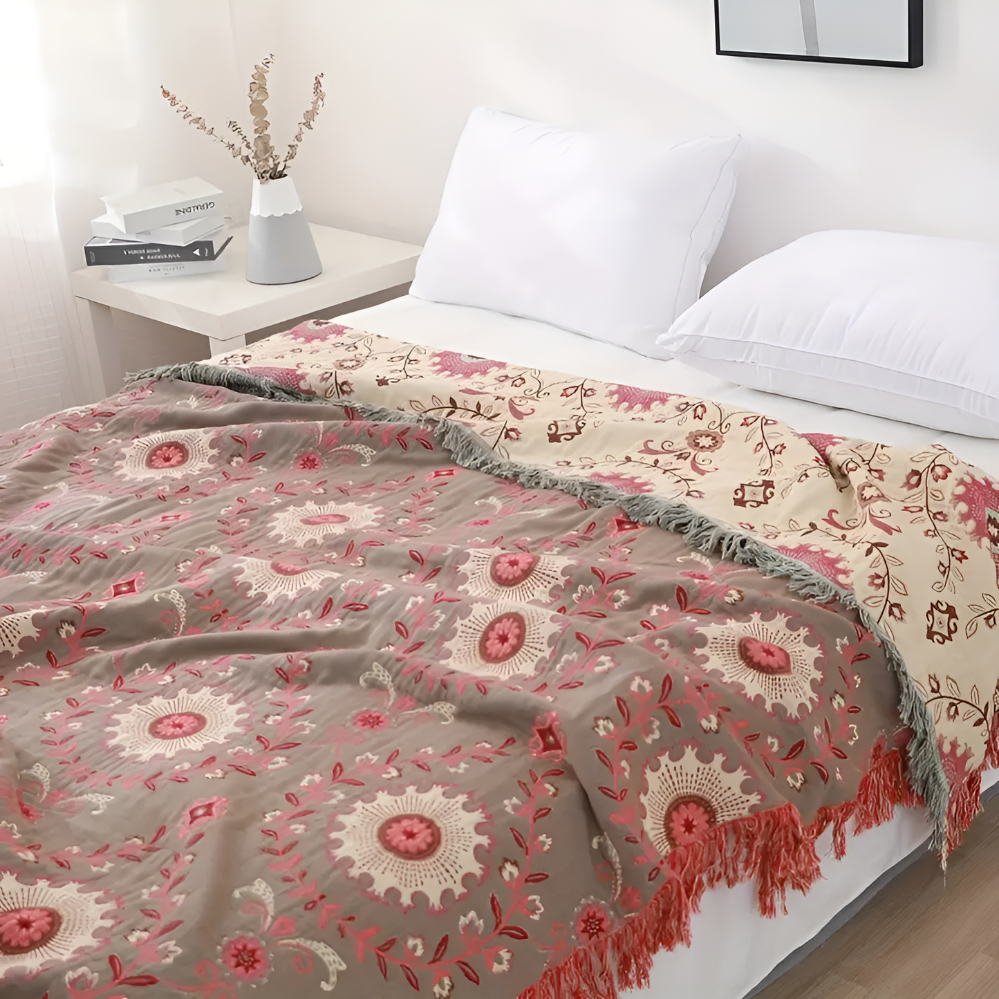 Retro Mandala Vändbar Filt