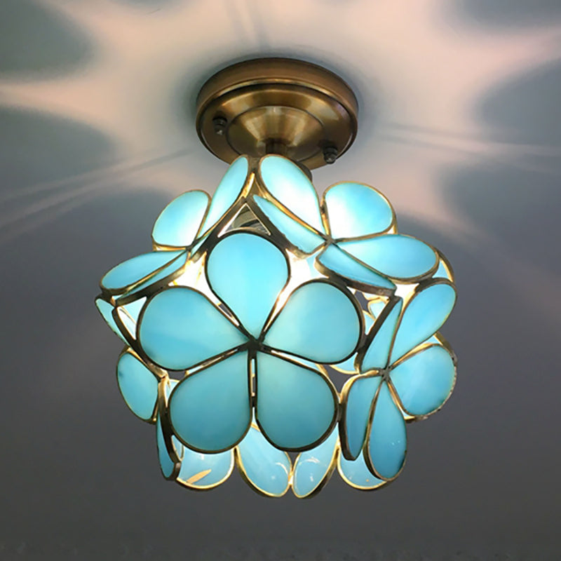 Retro Stil Färgad PVC Taklampa med Blommönster