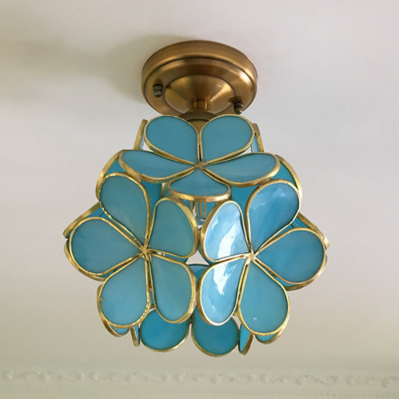 Retro Stil Färgad PVC Taklampa med Blommönster