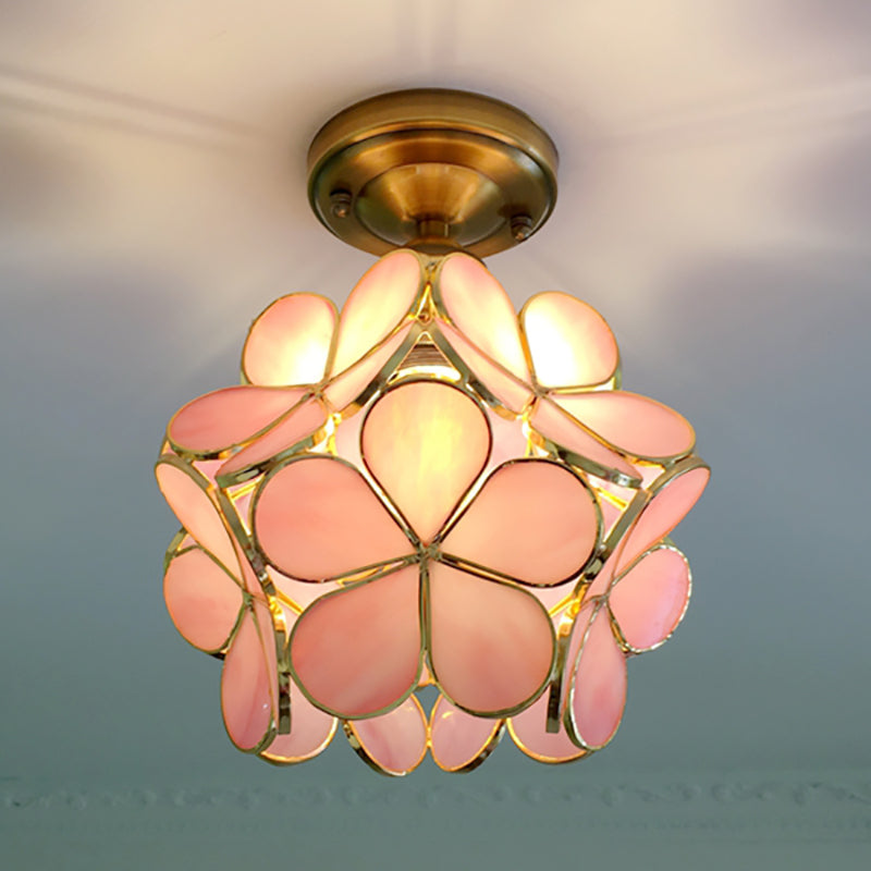 Retro Stil Färgad PVC Taklampa med Blommönster