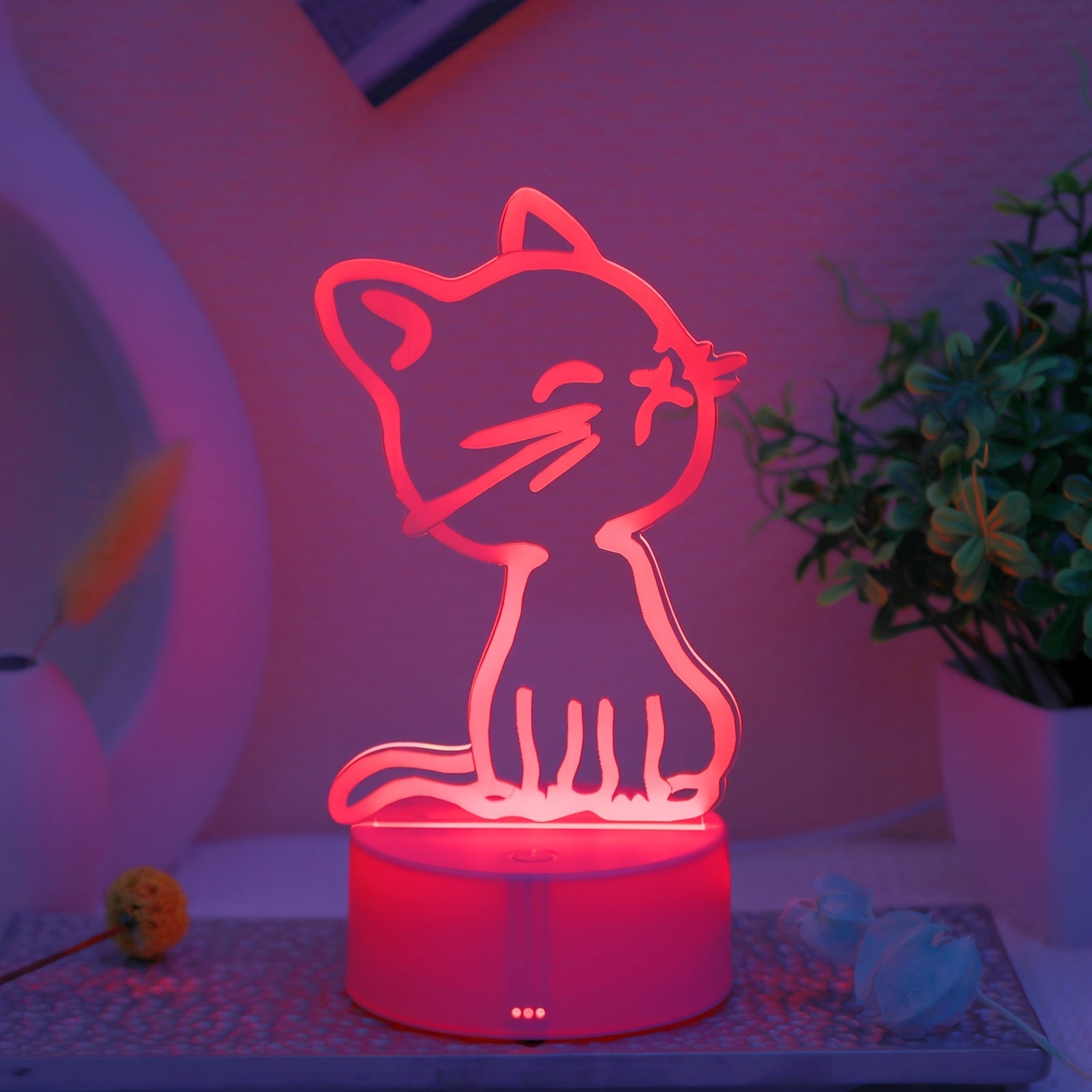 GlowPaw - Beröringsstyrd 3D Katt Nattlampa