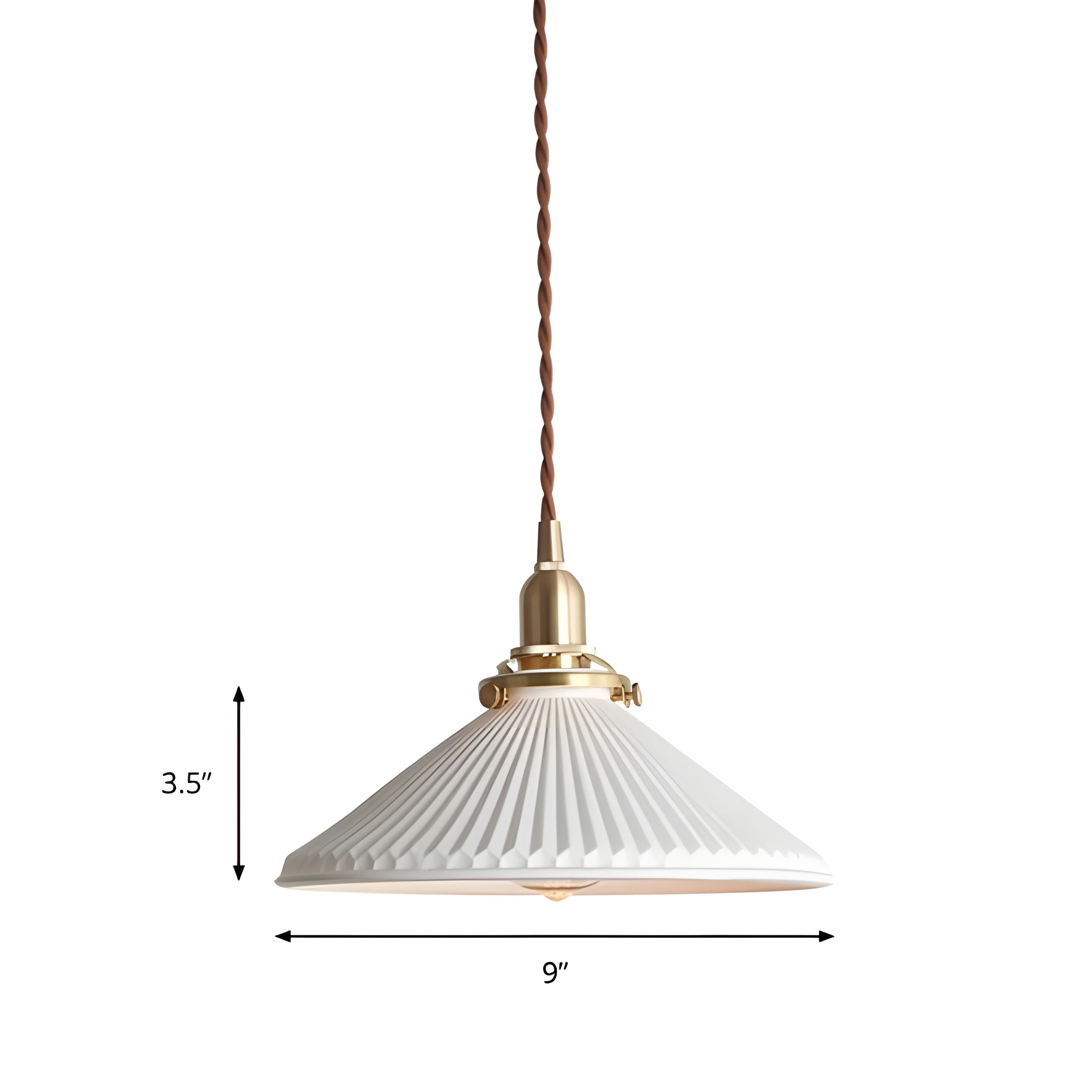 JapandiBeam Light - Japansk keramik hängande lampa med rännmönster