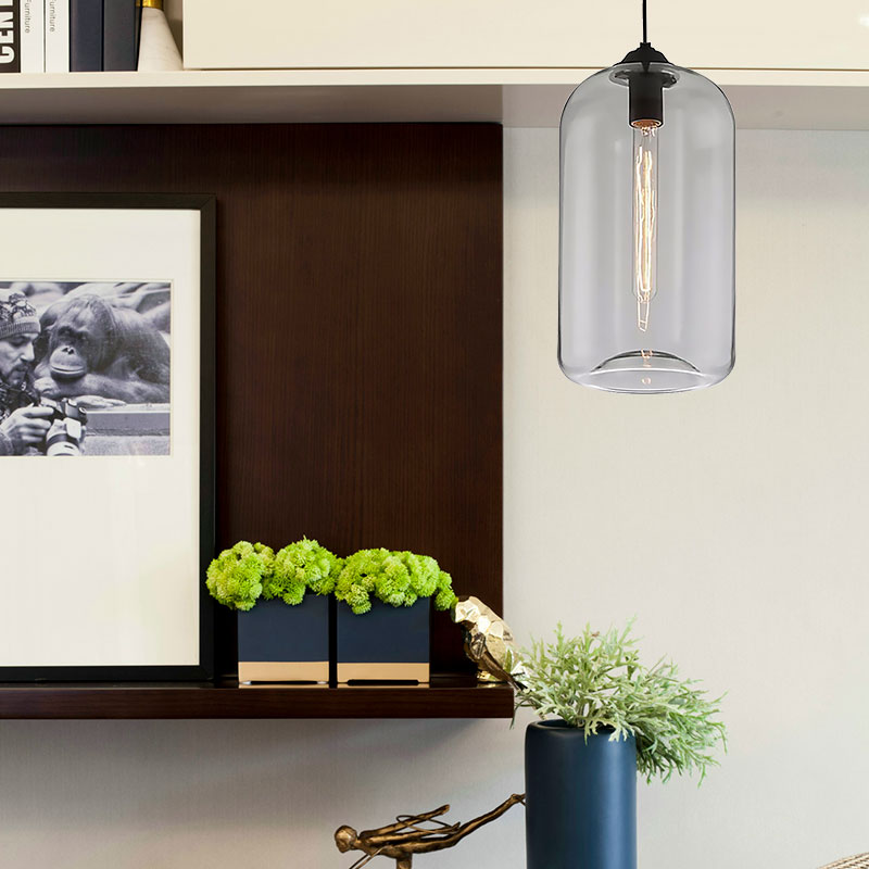 Brede Glas Hänglampa - Modern 1-Ljuskälla Svart Lampa