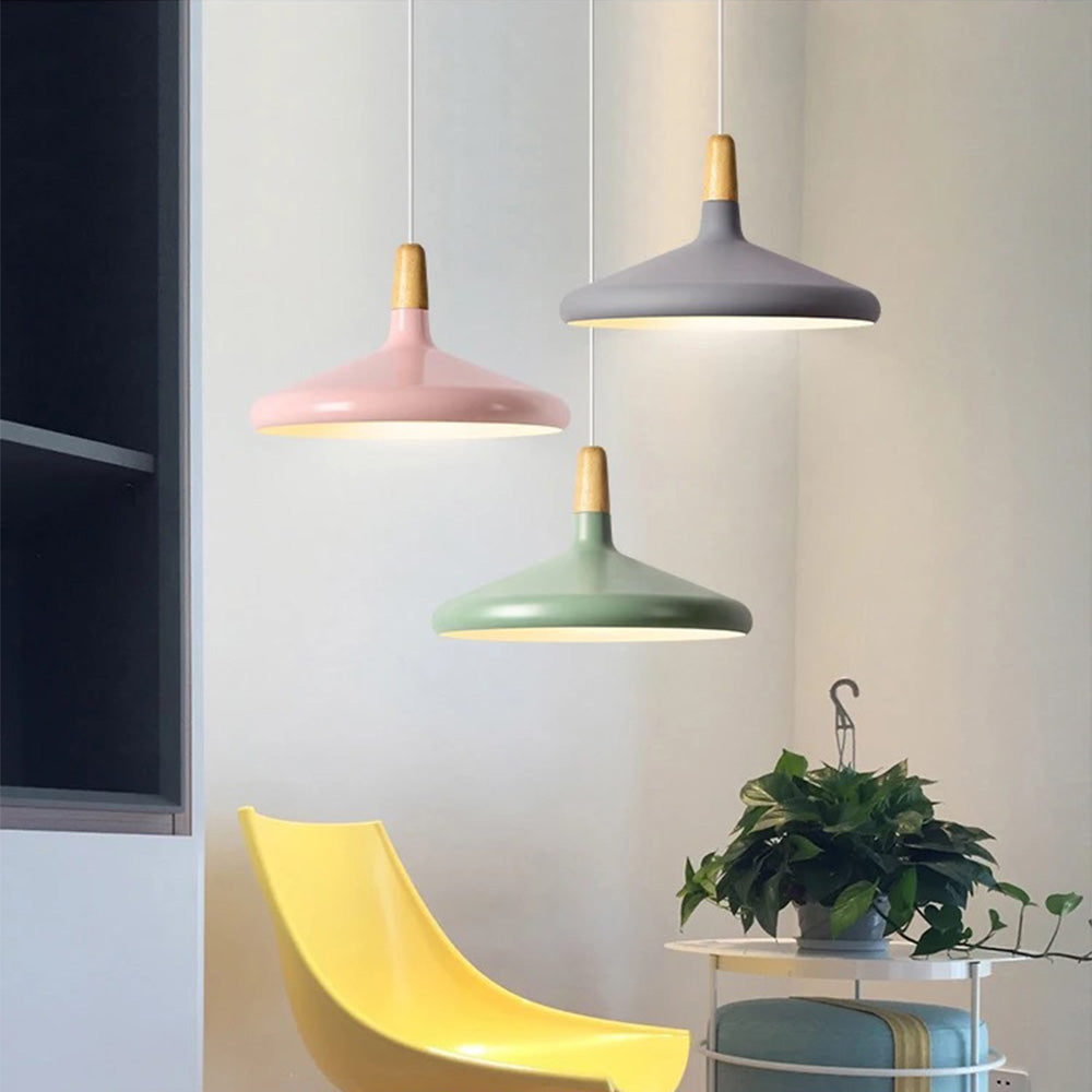 Nordisk Macaron Pendant Light | Trä Accent | Minimalistisk Charm | D7.09"-15.35" | Brick by Brick
