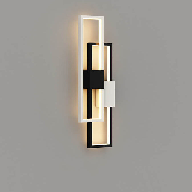 Minimalistisk fyrkantig LED-vägglampa med ram av järn och silikon