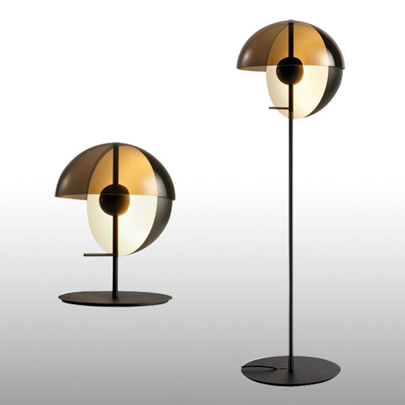 Globe Nattdukslamp - Modern Svart Bordslampa med Amber Glasöverdrag