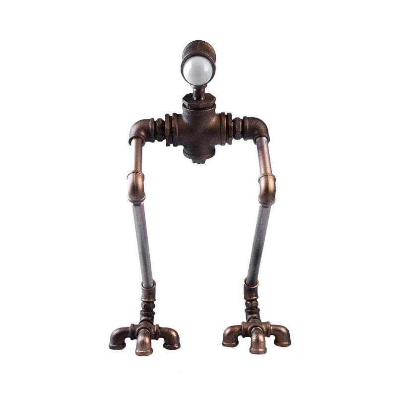 Steampunk Bordslampa - Järn Nattlampa med Långa Ben och Varm Vitt Ljus