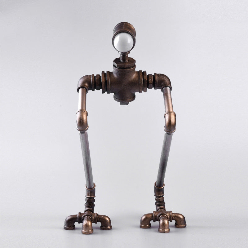 Steampunk Bordslampa - Järn Nattlampa med Långa Ben och Varm Vitt Ljus