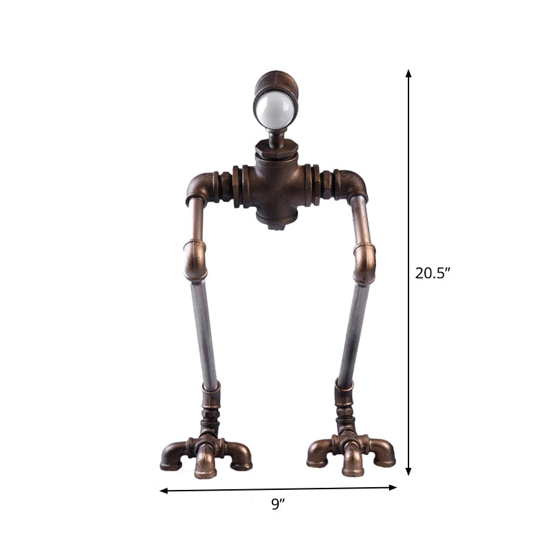 Steampunk Bordslampa - Järn Nattlampa med Långa Ben och Varm Vitt Ljus