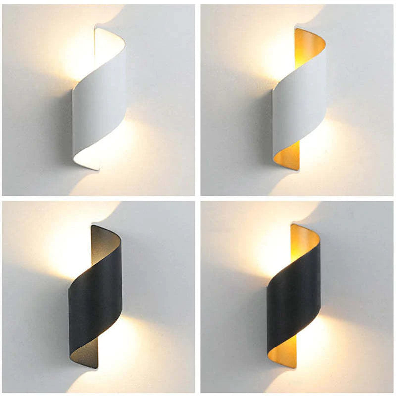 Orr Modern LED Vägglampa, Spiral, Inomhus, Vit/Svart, Metall