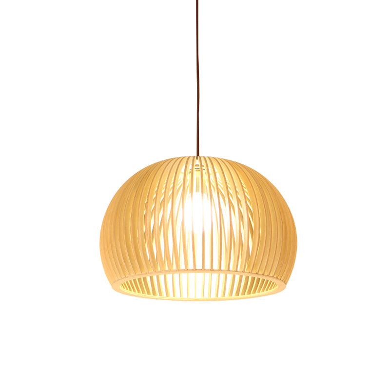 Asiatisk Bamboe Hänglampa med Utrustad/Hemisphere/Lök Design 1 Ljus Beige Liten/Stor Hängande Lampor för Matplats