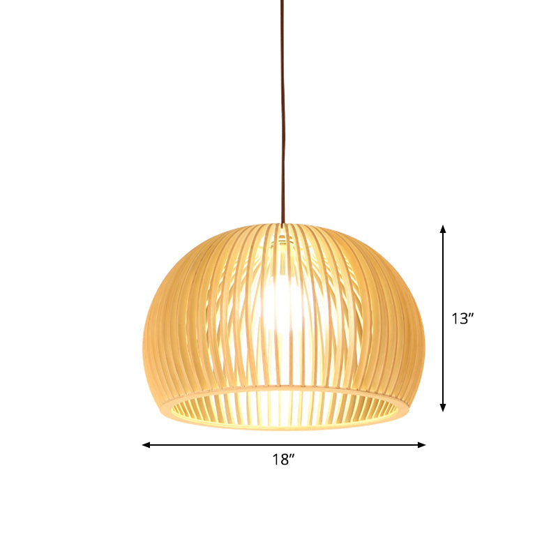 Asiatisk Bamboe Hänglampa med Utrustad/Hemisphere/Lök Design 1 Ljus Beige Liten/Stor Hängande Lampor för Matplats