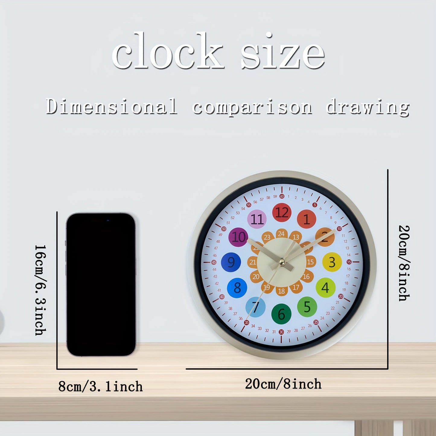 8-tums Plast Väggklocka - Solros Design, Tyst Klocka