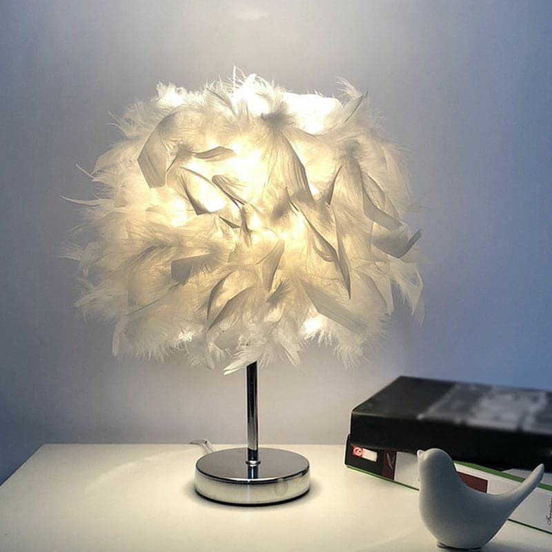 GlowFeather - Vidd och rund bordslampa