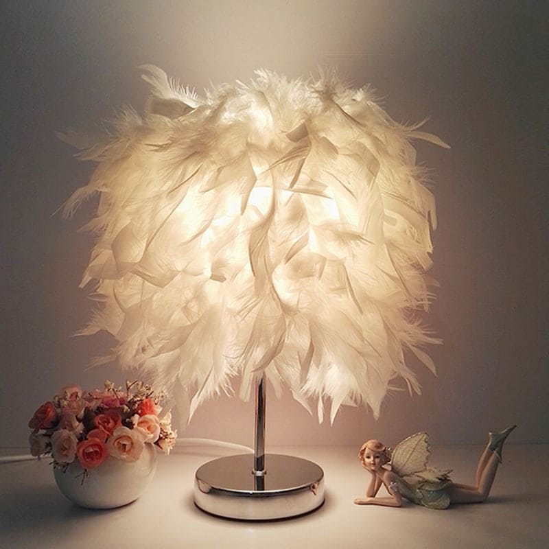 GlowFeather - Vidd och rund bordslampa