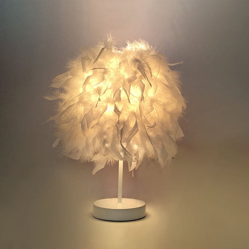 GlowFeather - Vidd och rund bordslampa