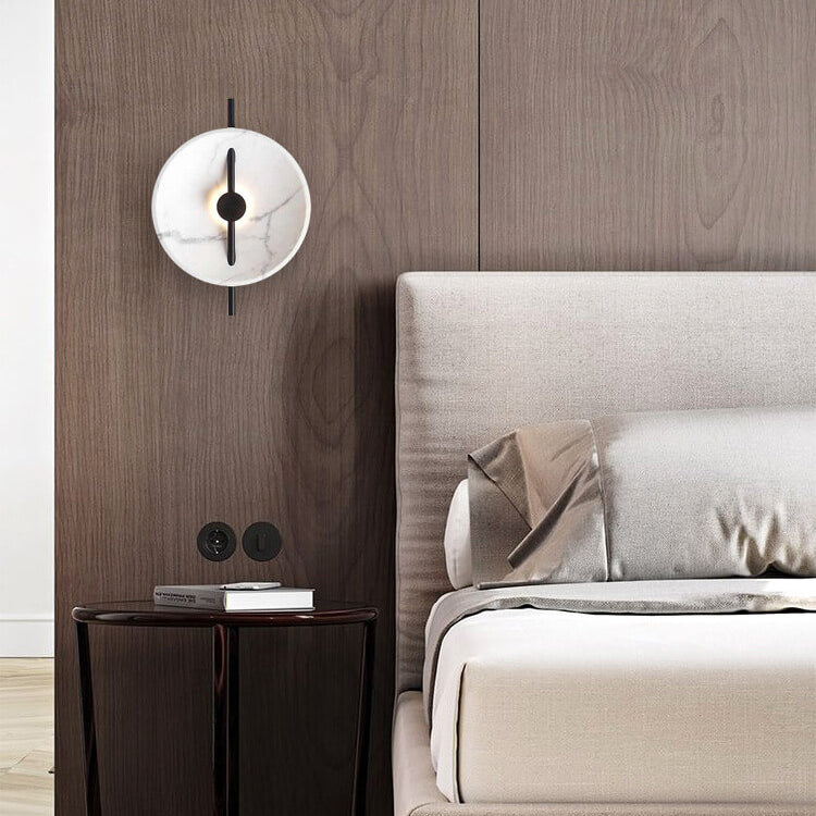 SOLARGARDEN Ronde LED-vägglampa i konstharp och marmor