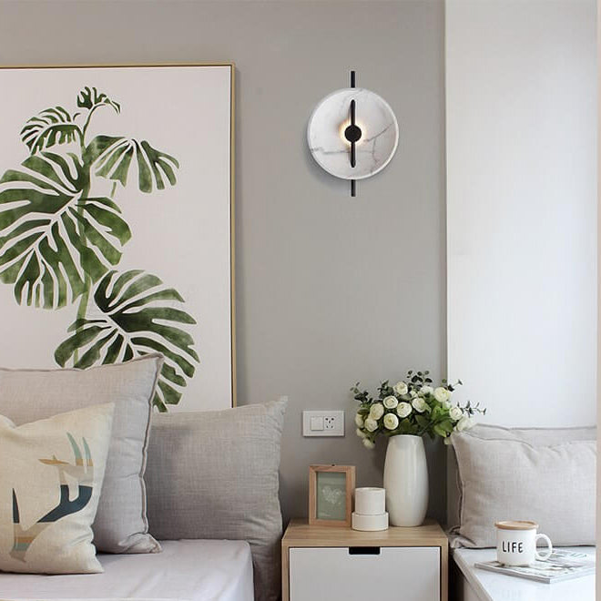 SOLARGARDEN Ronde LED-vägglampa i konstharp och marmor