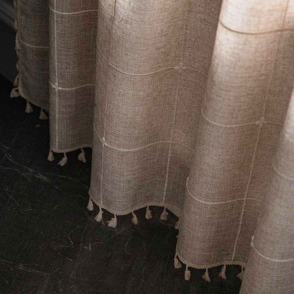 Tassel Rutig Gardin Semi Mörkläggande Draperier