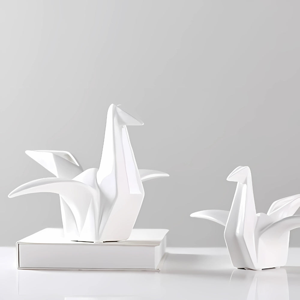 Origami-inspired keramik fågelstaty