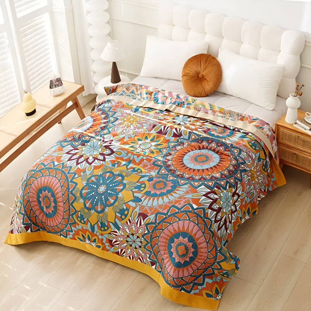 Maroccan Floral Jacquard Cotton Blanket