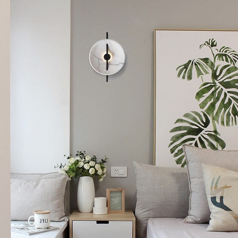 SOLARGARDEN Ronde LED-vägglampa i konstharp och marmor