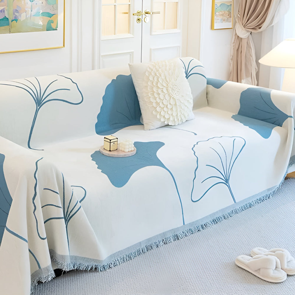 Pastoralstil Ginkgo Leaf Sofakuddöverdrag