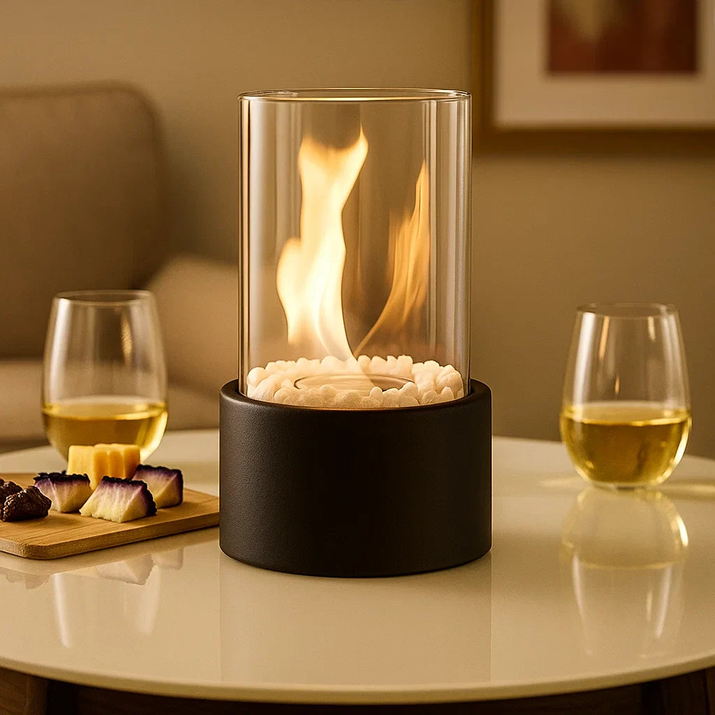 Portabel Bordskamin i Metall för Inomhusbruk