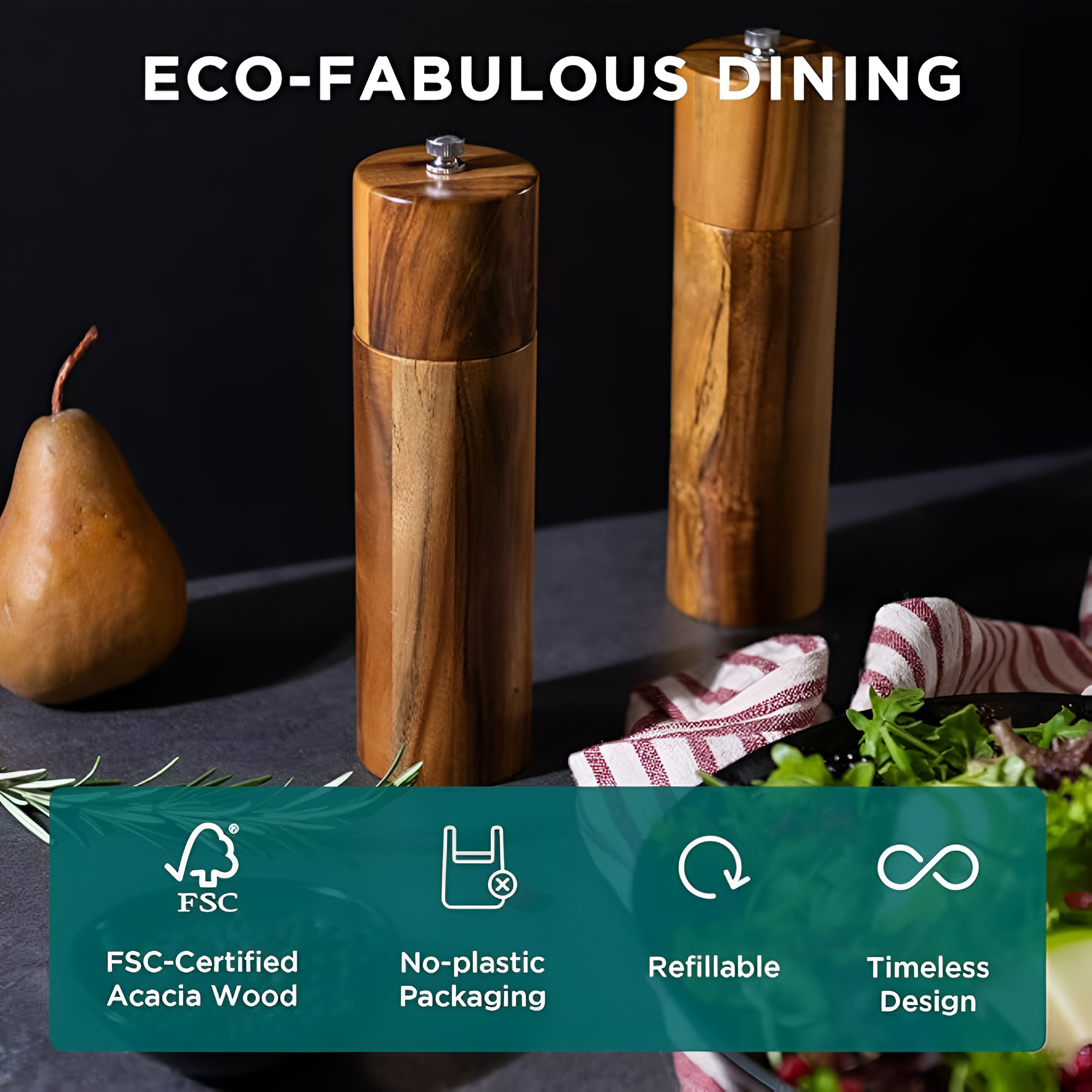 Minimalist Wooden Spice Mills