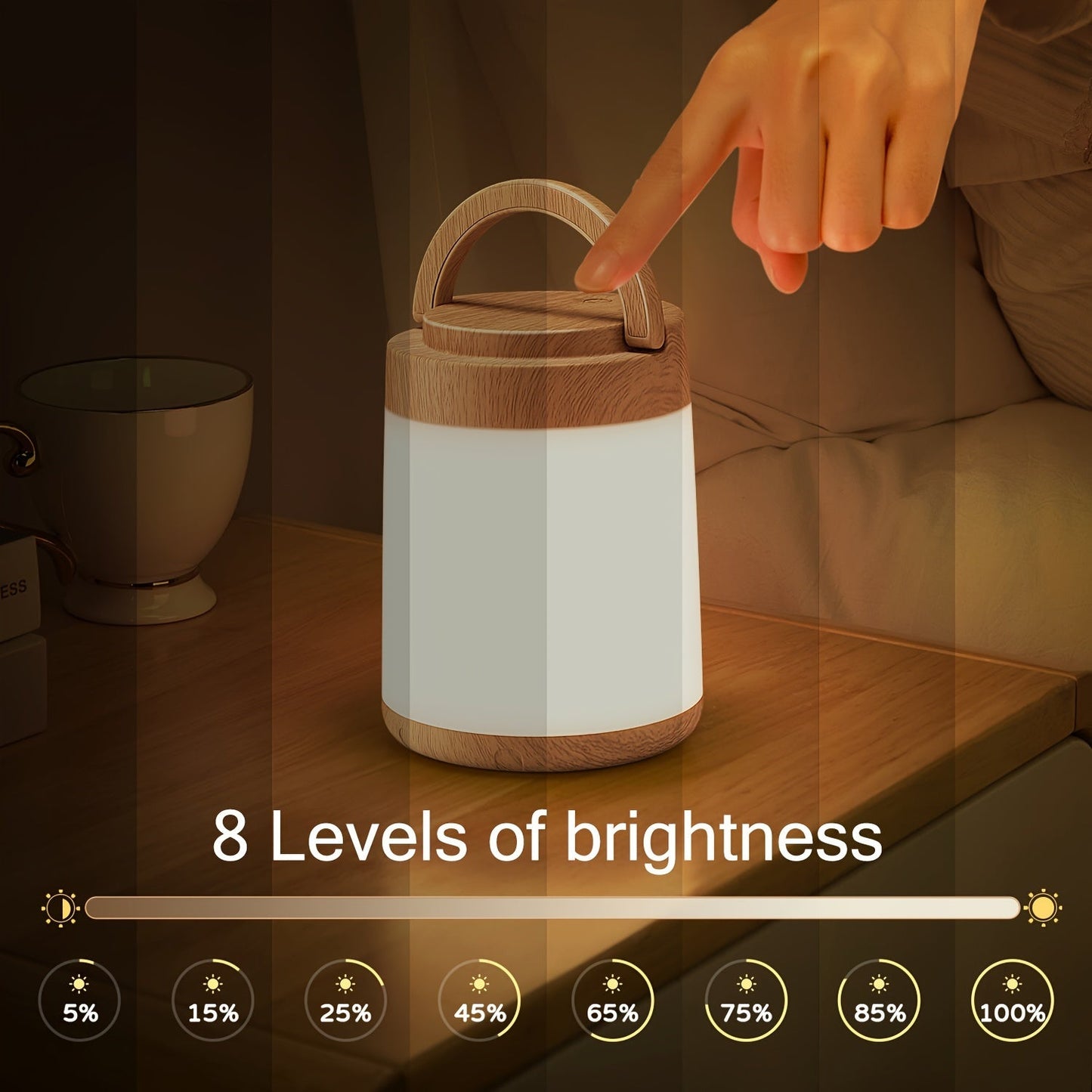 LumiTouch - Dimbart Uppladdningsbar Nattlampa med Touch & Fjärrkontroll, RGB Stämningsbelysning