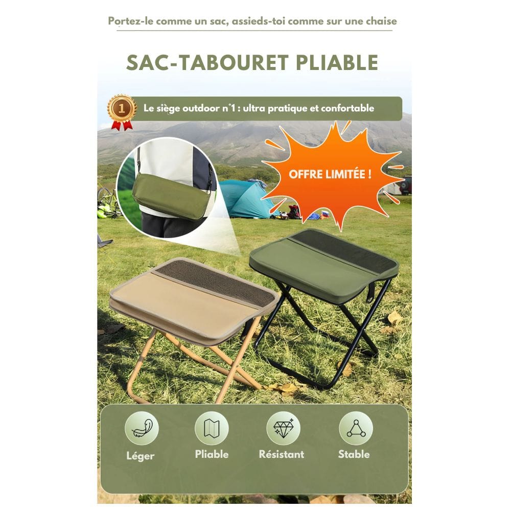 2-i-1-stolväska - Ultralätt hopfällbar ryggsäck med integrerat sittplats