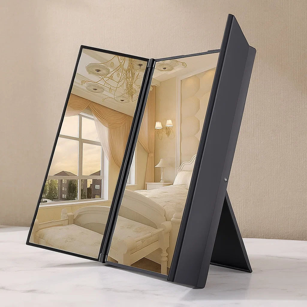 Makeup Spegel med LED-lampor och Trifold Design