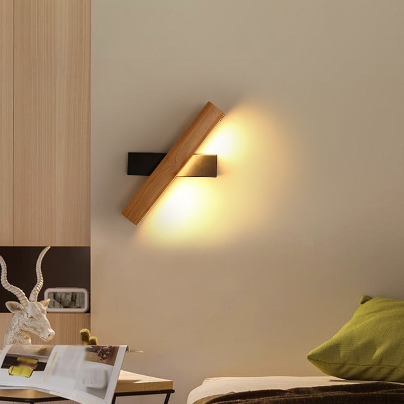 LinearLight - Modern Trä Roterbar LED Vägglampa för Sovrum