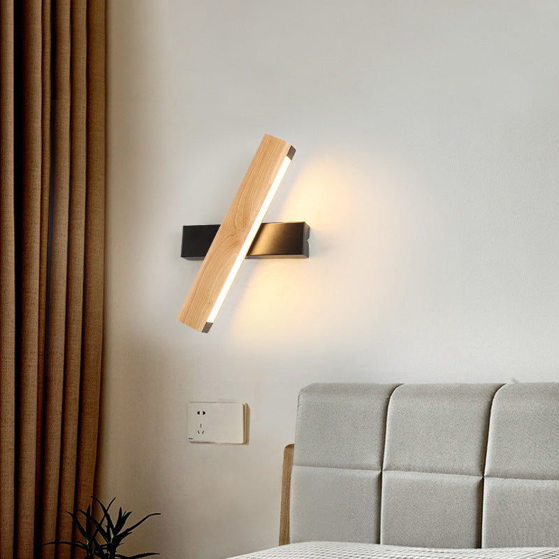 LinearLight - Modern Trä Roterbar LED Vägglampa för Sovrum