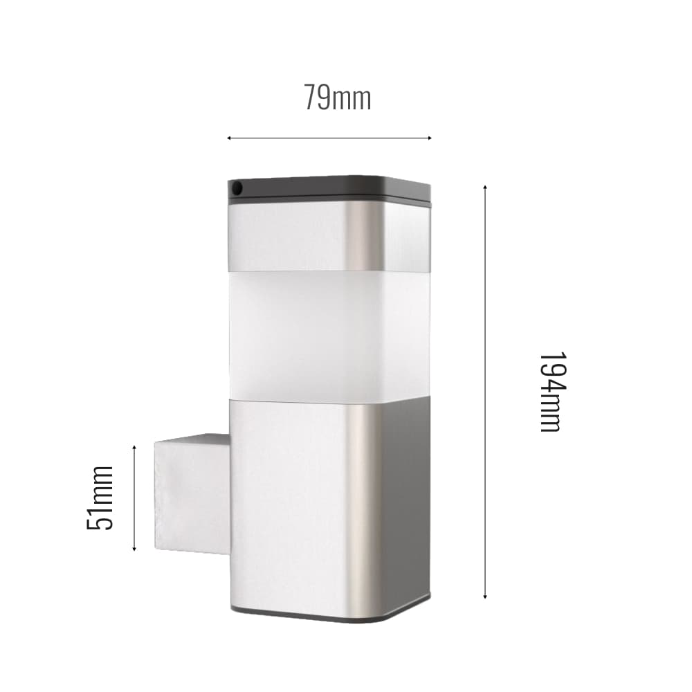 Vägglampa rostfritt stål solenergi utomhuslampa