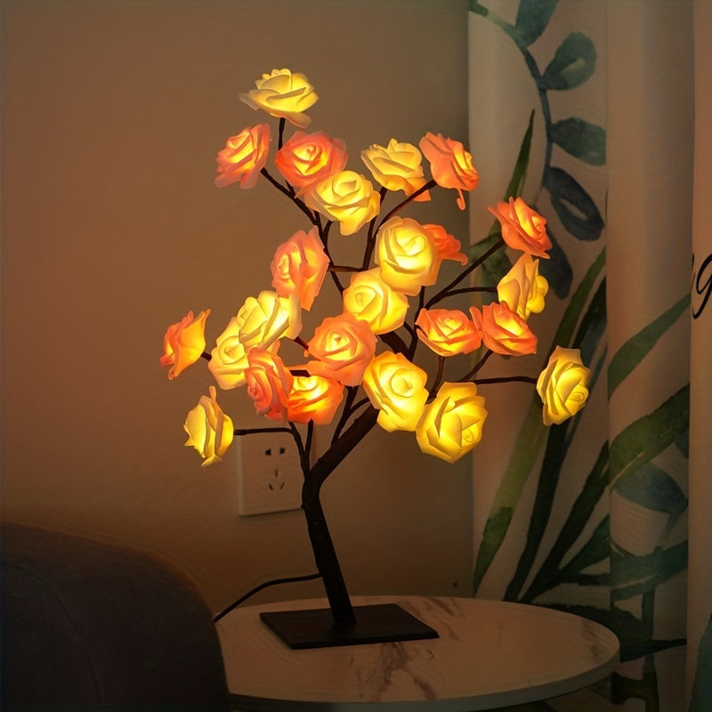 RozenLicht - LED Blomsterbordslampa med USB, Stämningsbelysning
