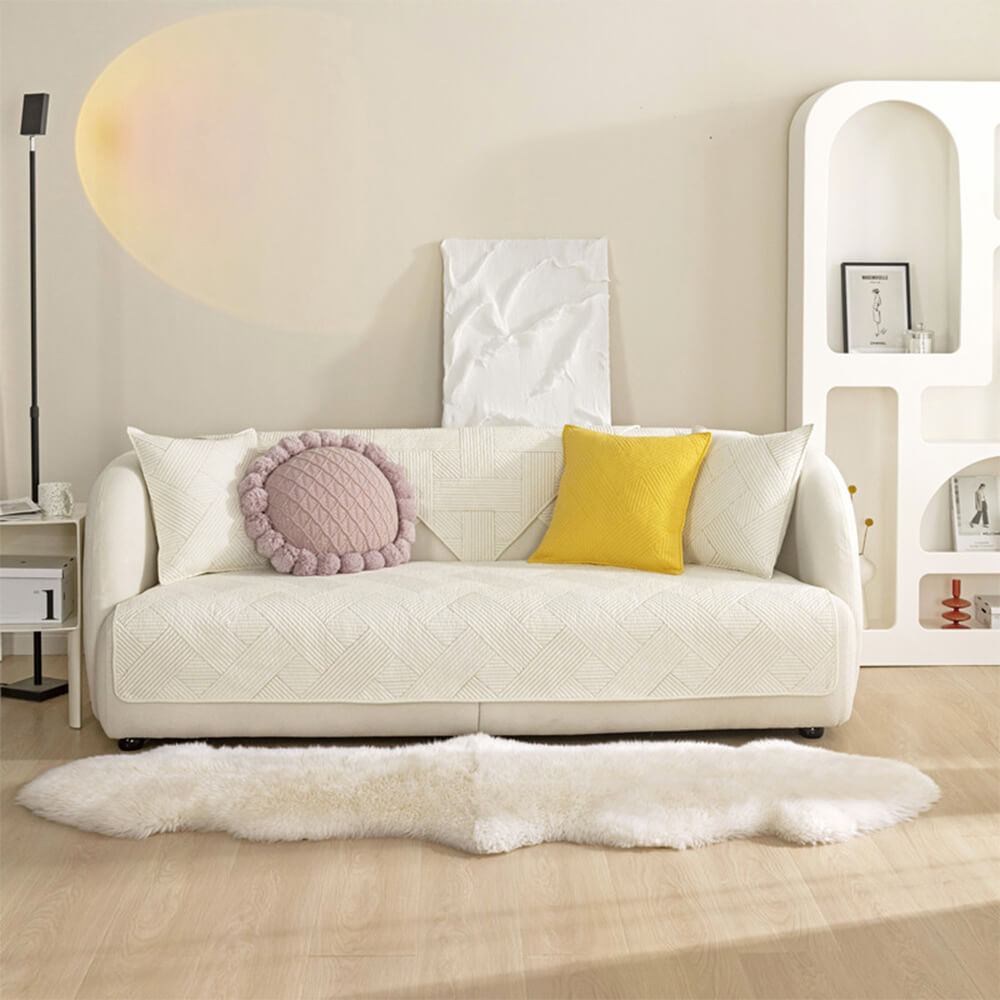 Minimalist All-Season Solid Cotton Geometric Sofföverdrag