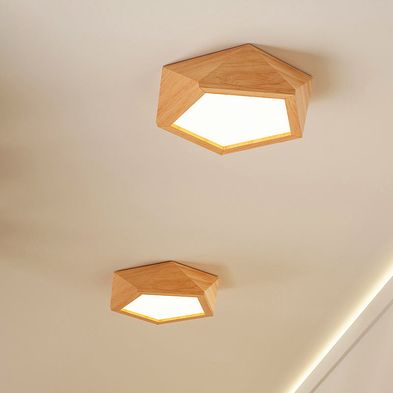 Pentolight Houtdesign - Trä Taklampa Semi Flush Mount för Moderna Korridorer