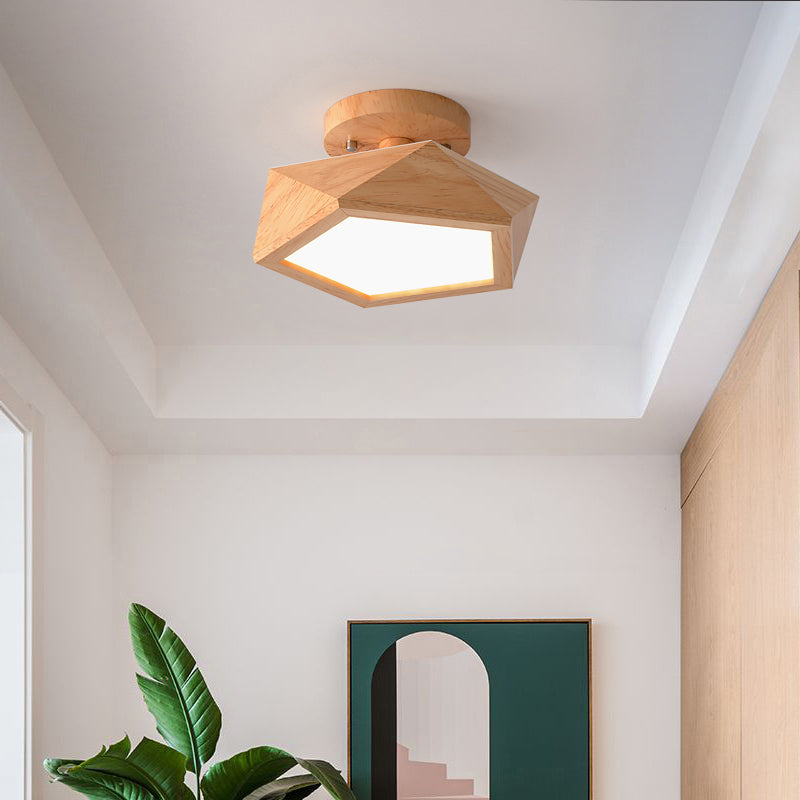 Pentolight Houtdesign - Trä Taklampa Semi Flush Mount för Moderna Korridorer