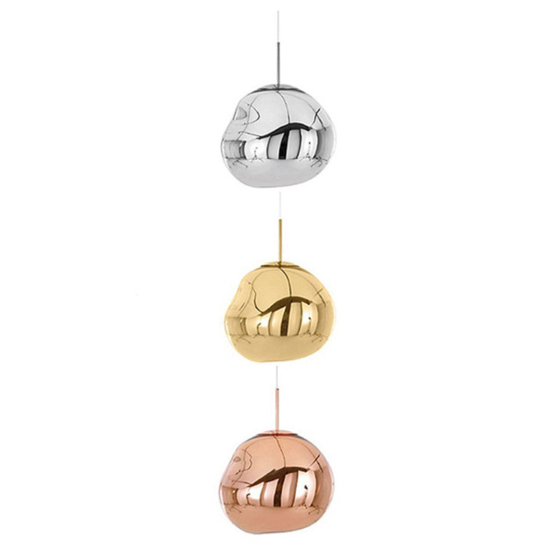 Designhänglampa - Silver med Röd Glas