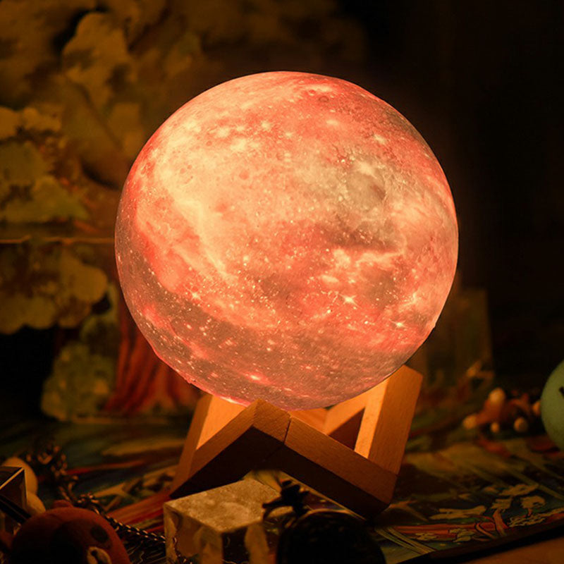 Lila Galaxy Sfärisk Nattlampa - LED Bordslampa med Träbas för Barn