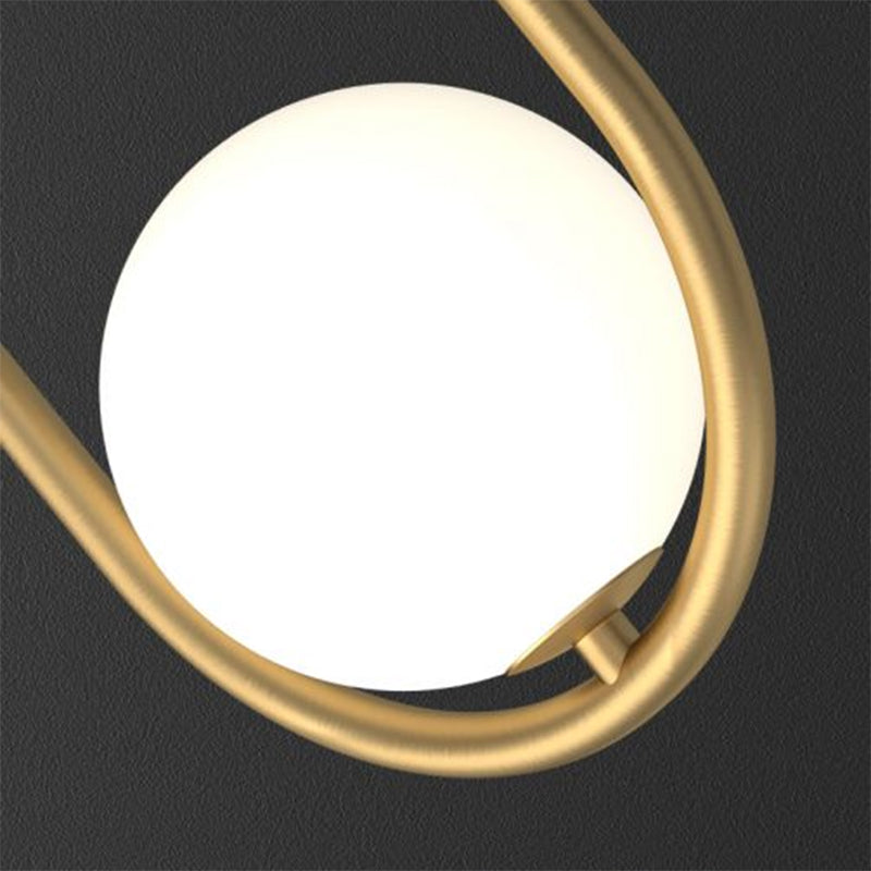 Bordslampa med 2 kulor - Guldfinish med glasöverdrag och oval ram