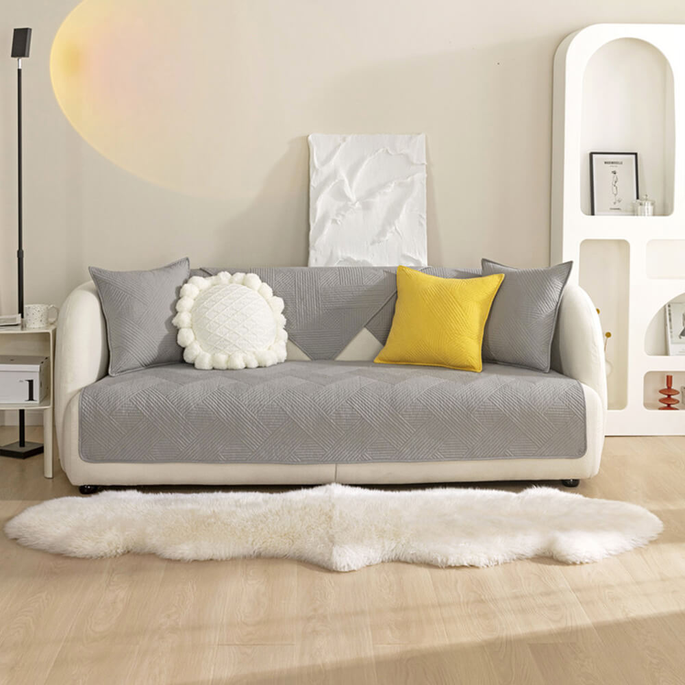 Minimalist All-Season Solid Cotton Geometric Sofföverdrag