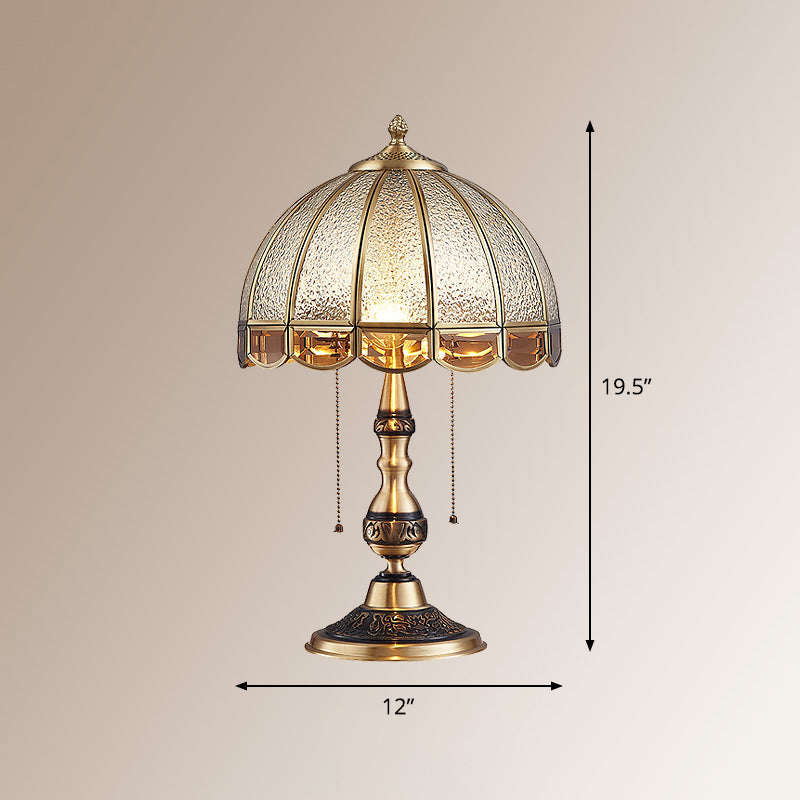 Antik Brons Bordslampa - Traditionell Design med Matt Glas och Dragströmbrytare