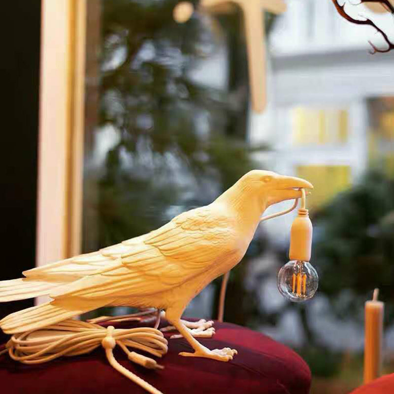 Fågelformad Bordslampa - Konstnärlig Resin Nattlampa för Sovrum